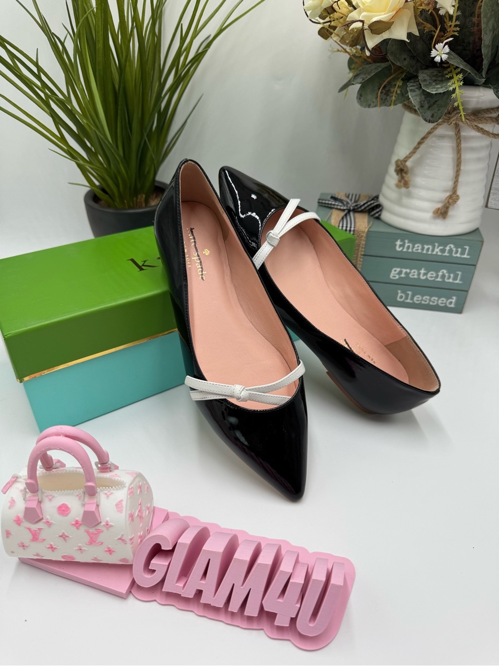 Kate Spade New York Delilah Patent Leather Flats - Black/White